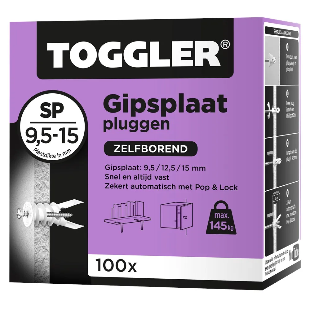 TOGGLER GIPSPLAATPLUG SP VOOR GIPSPLAAT 915MM